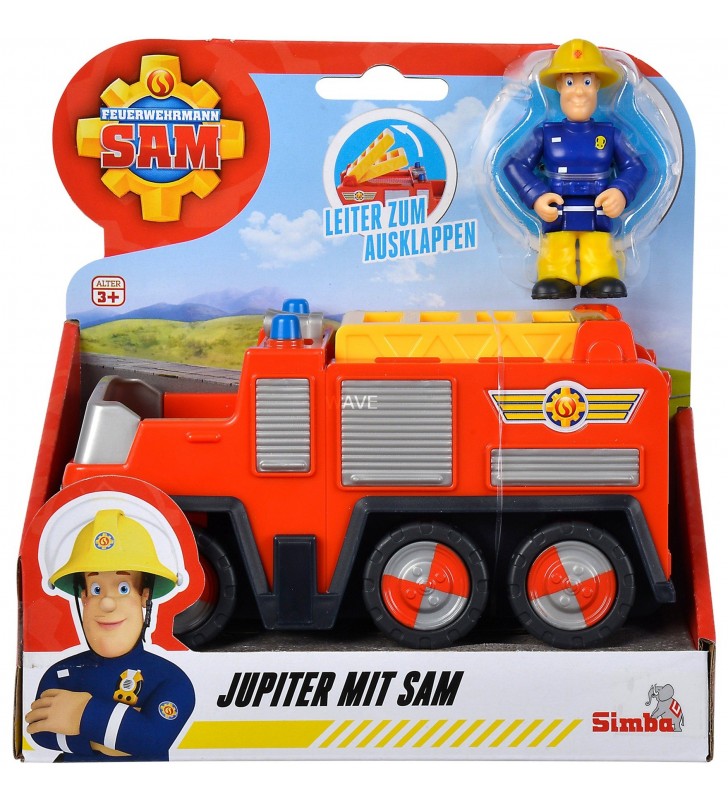 Pompierul simba  sam jupiter cu vehicul de jucărie sam figure (roșu / galben)
