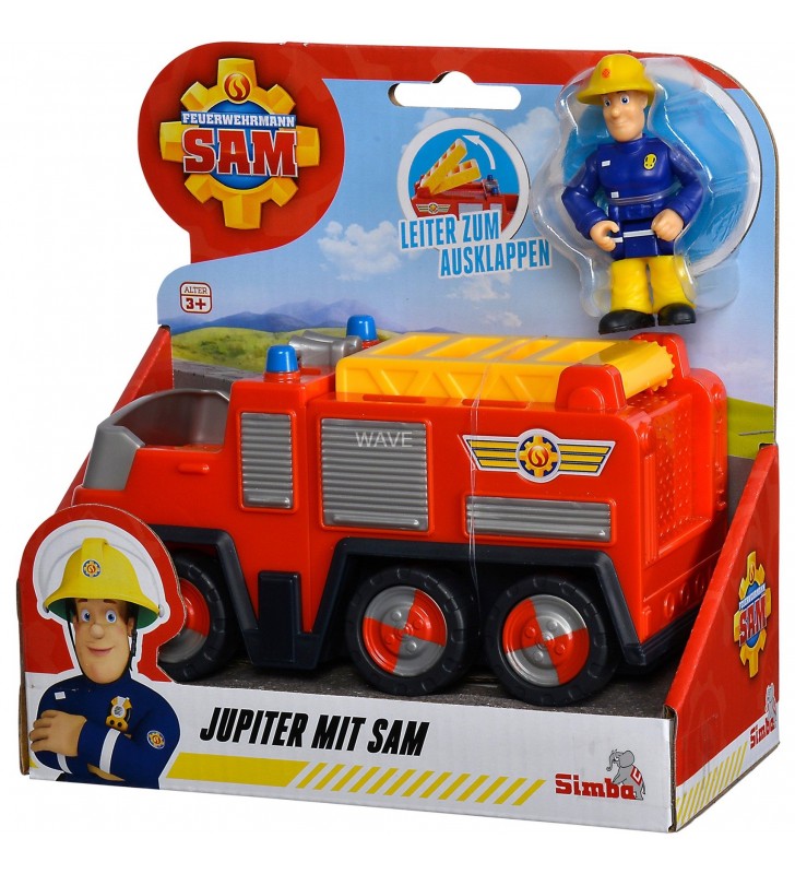 Pompierul simba  sam jupiter cu vehicul de jucărie sam figure (roșu / galben)