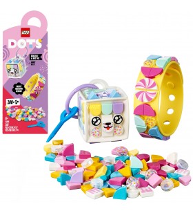Jucărie de construcție lego  41944 dots candy kitty, brățară și geantă (set creativ de artizanat 2 în 1 de la 6 ani, breloc, set de bijuterii pentru copii, bricolaj)