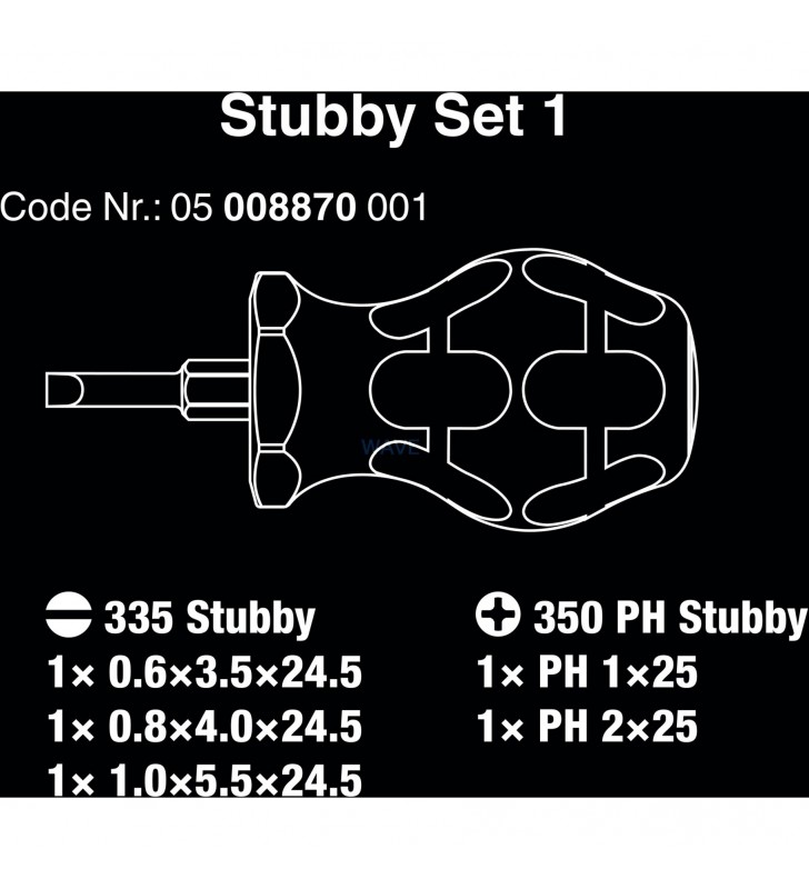 Wera  stubby set 1 / șurubelniță pentru carburator (negru/verde, 5 bucăți)