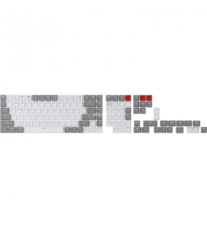 Keychron  double-shot abs keycap set complet - gri și alb, keycap (gri/alb, aspect sua (ansi))