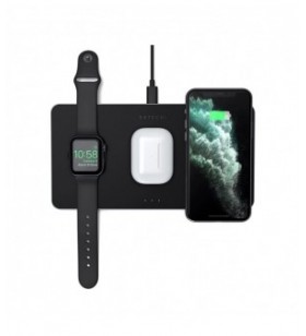 Incarcator satechi trio wireless charging pad pentru apple watch, airpods, iphone, negru