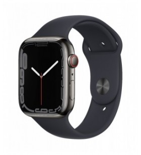 Apple watch 7 gps + cellular, 45mm graphite stainless steel case, midnight sport band - regular