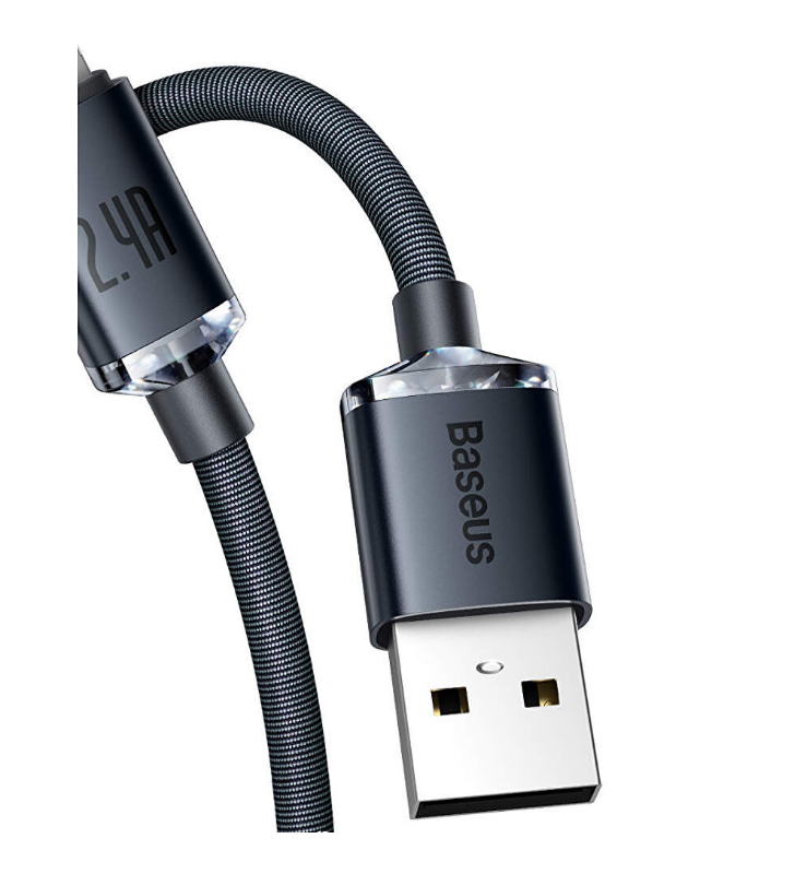 Cablu alimentare si date baseus crystal shine, fast charging data cable pt. smartphone, usb la lightning iphone 2.4a, 2m, negru "cajy000101" (include timbru verde 0.25 lei) - 6932172602710