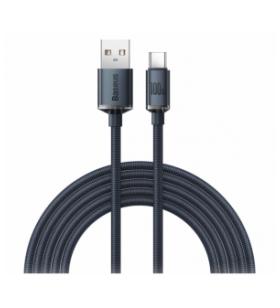 Cablu alimentare si date baseus crystal shine, fast charging data cable pt. smartphone, usb la usb type-c 100w, 1.2m, braided, negru "cajy000401" (include timbru verde 0.25 lei) - 6932172602802