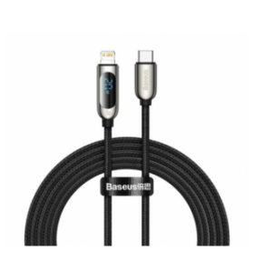Cablu alimentare si date baseus display, fast charging data cable pt. smartphone, usb type-c la lighting iphone 20w, braided, 2m, negru "catlsk-a01" (include timbru verde 0.25 lei)