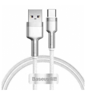 Cablu alimentare si date baseus cafule series, fast charging data cable pt. smartphone, usb la usb type-c 66w, braided, 1m, alb "cakf000102" (include timbru verde 0.25 lei)