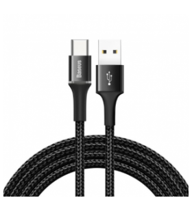 Cablu alimentare si date baseus halo, fast charging data cable pt. smartphone, usb la usb type-c 40w, brodat, 1m, negru "catgh-g01" (include timbru verde 0.25 lei) - 6953156210493