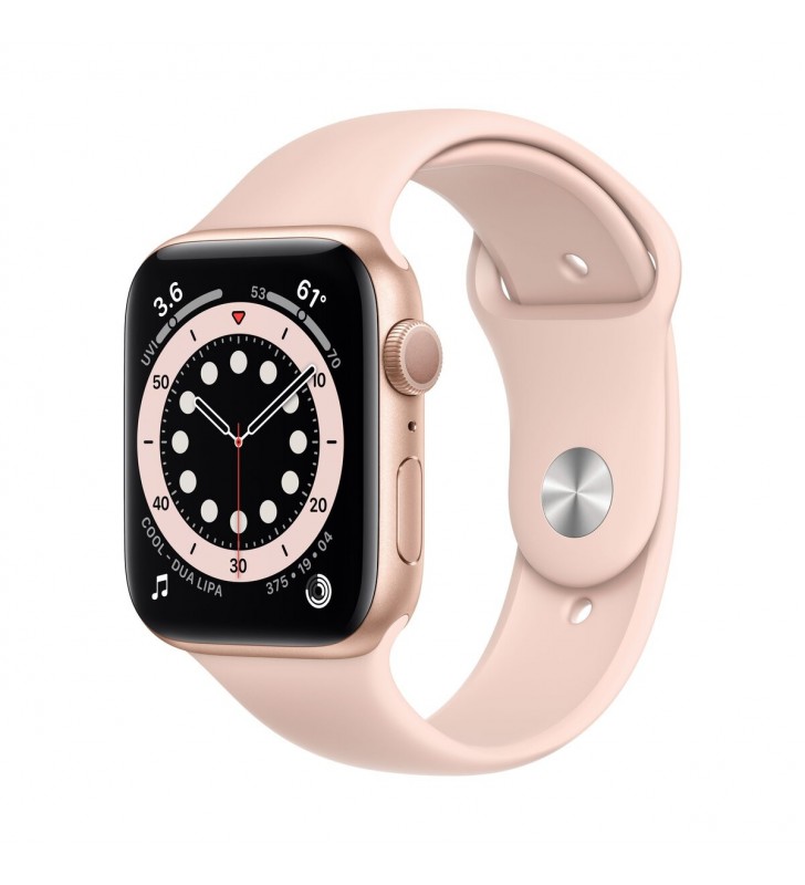 Apple watch 6 gps, carcasa 40mm gold aluminium case, pink sand sport band
