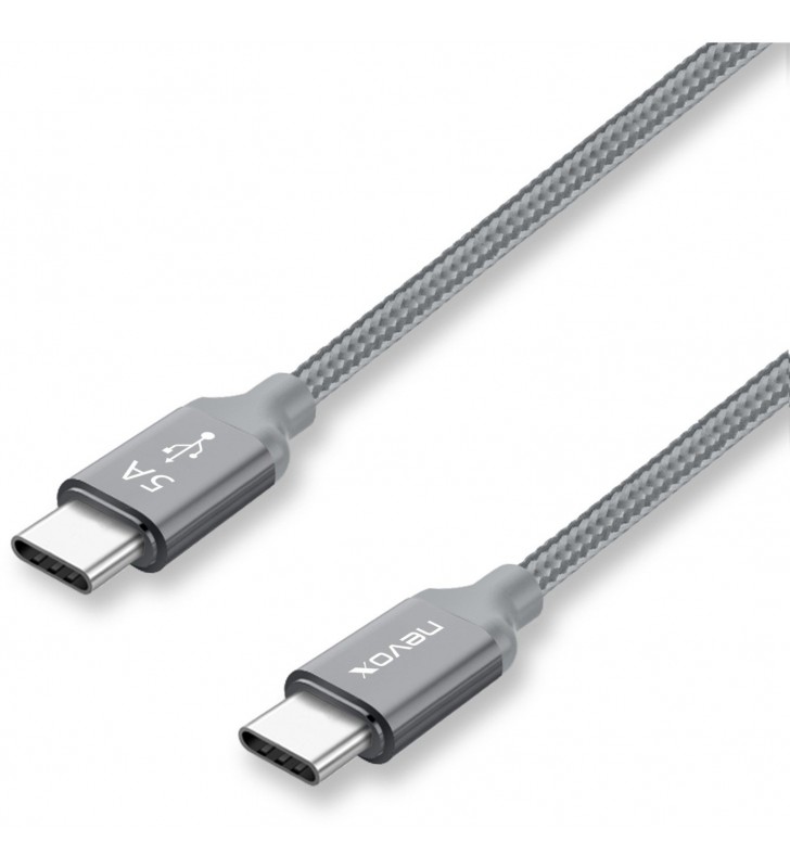 Cablu de date și încărcare nevox  usb-c 2.0 - usb-c 2.0 (gri, 1 metru)