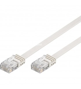 Cablu patch goobay  mufa RJ-45 - mufa RJ-45 (alb, 15 metri, plat, Cat.5e U/UTP)