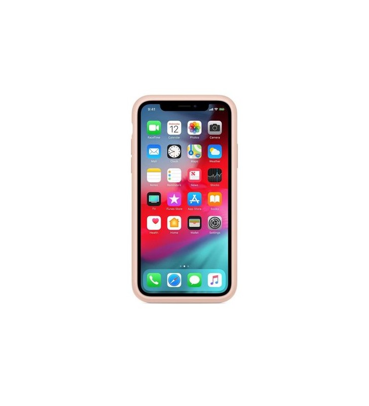 Husa apple pentru iphone xs max, silicon capac spate baterie externa pink sand