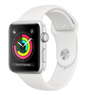 Apple watch 3, gps, carcasa silver aluminium 38mm, white sport band