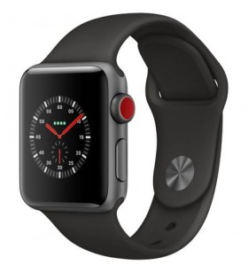 Apple watch 3, gps, cellular, carcasa space grey aluminium 38mm, black sport band
