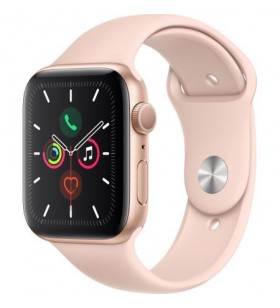 Apple watch 5, gps, carcasa gold aluminium 44mm, pink sand sport band - s/m & m/l