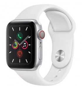 Apple watch 5, gps, cellular, carcasa silver aluminium 40mm, white sport band - s/m & m/l