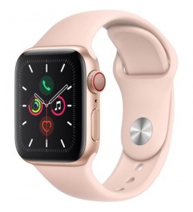 Apple watch 5, gps, cellular, carcasa gold aluminium 40mm, pink sand sport band - s/m & m/l
