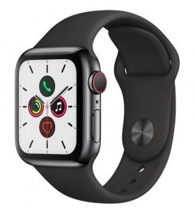 Apple watch 5, gps, cellular, carcasa space black stainless steel 40mm, black sport band - s/m & m/l