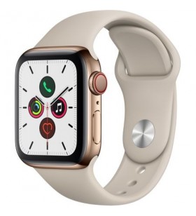 Apple watch 5, gps, cellular, carcasa gold stainless steel 40mm, stone sport band - s/m & m/l