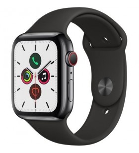 Apple watch 5, gps, cellular, carcasa space black stainless steel 44mm, black sport band - s/m & m/l