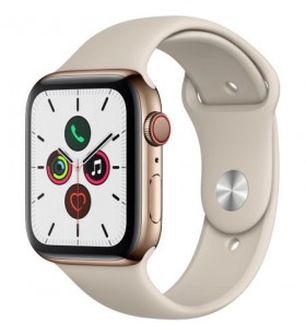 Apple watch 5, gps, cellular, carcasa gold stainless steel 44mm, stone sport band - s/m & m/l