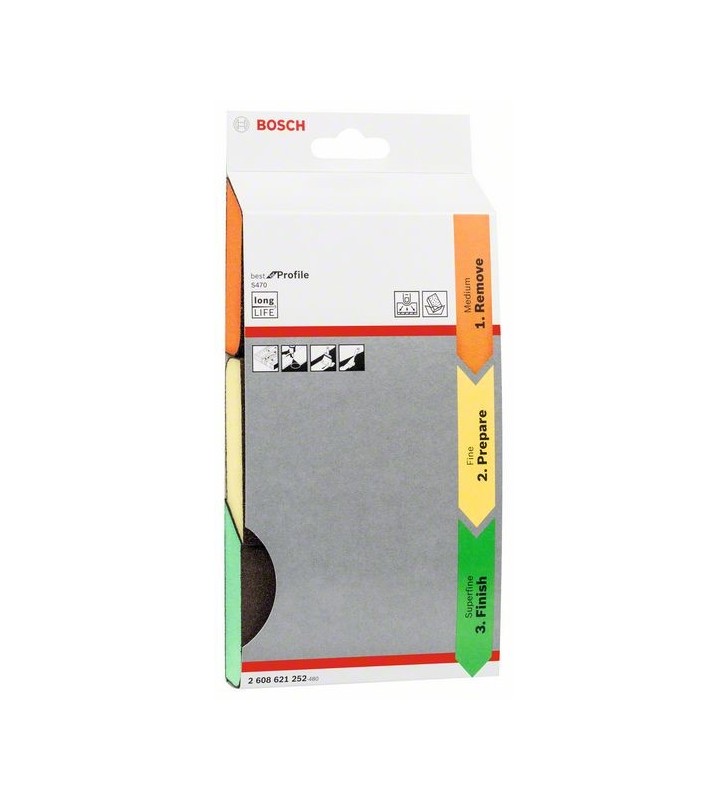 Bosch 2 608 621 252 consumabile șlefuire manuală burete de sablat granulație medie/fină 3 buc.