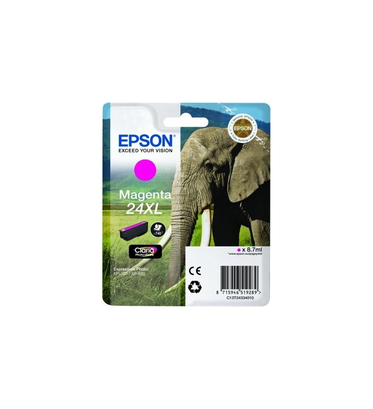 Epson elephant singlepack magenta 24xl claria photo hd ink