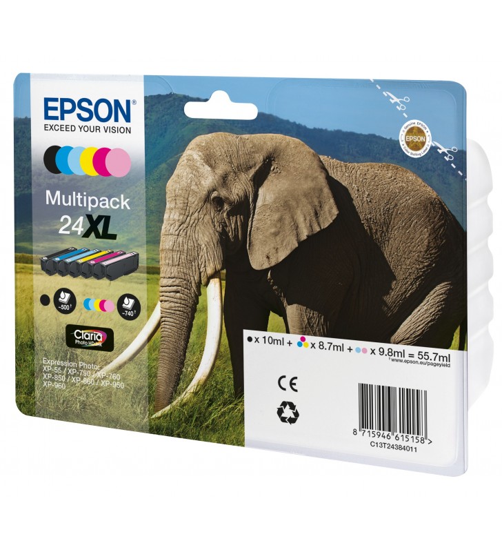 Epson elephant multipack 6-colours 24xl claria photo hd ink