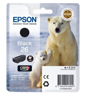 Epson polar bear singlepack black 26 claria premium ink