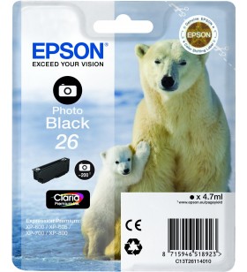 Epson polar bear singlepack photo black 26 claria premium ink