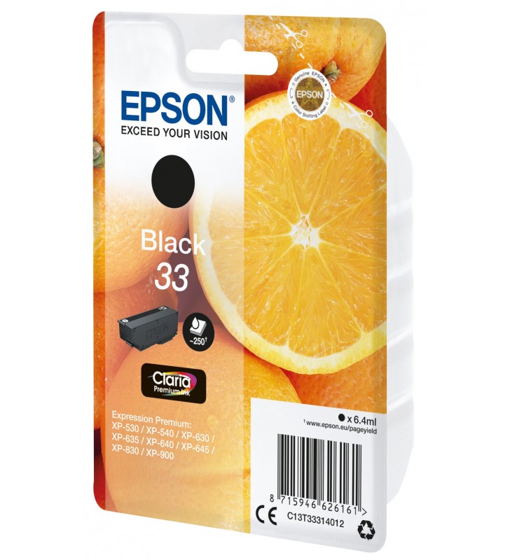 Epson oranges singlepack black 33 claria premium ink