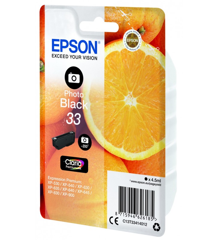 Epson oranges singlepack photo black 33 claria premium ink