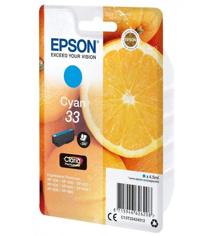 Epson oranges singlepack cyan 33 claria premium ink