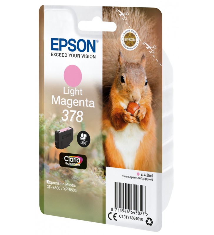 Epson squirrel singlepack light magenta 378 claria photo hd ink