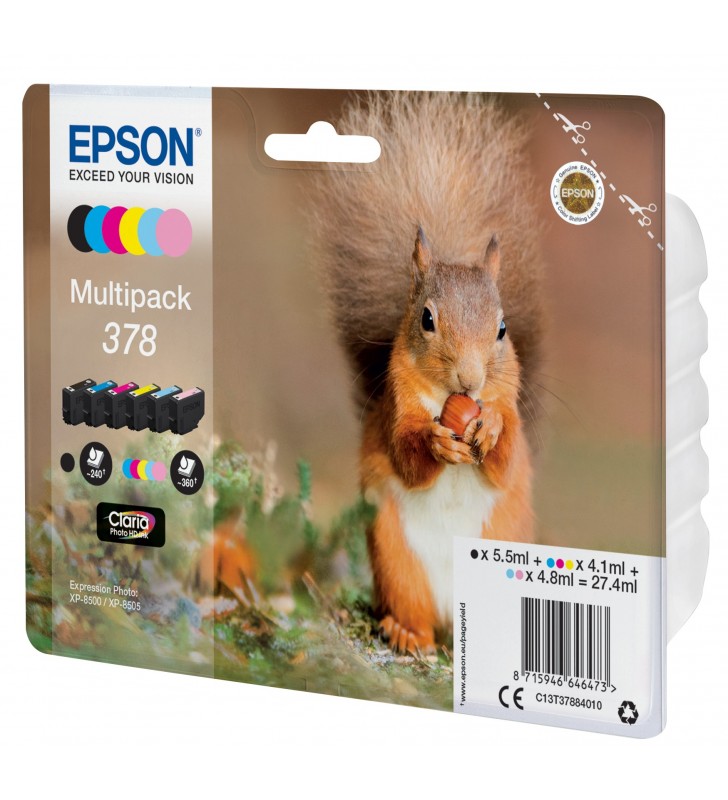 Epson squirrel multipack 6-colours 378 claria photo hd ink