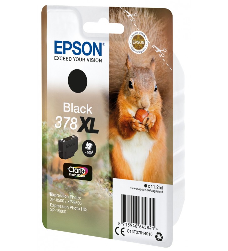Epson squirrel singlepack black 378xl claria photo hd ink