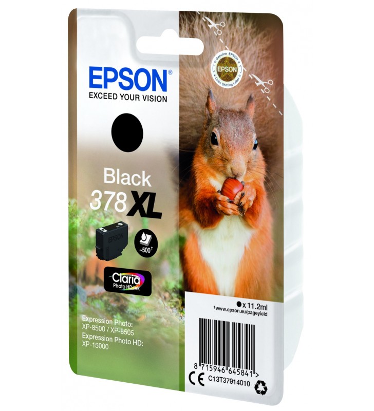 Epson squirrel singlepack black 378xl claria photo hd ink