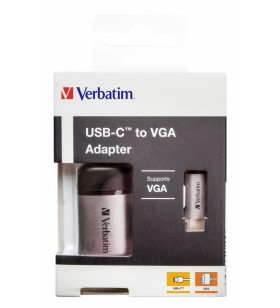 Verbatim 49145 adaptor pentru cabluri video 0,01 m usb tip-c vga (d-sub) negru, argint