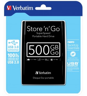 Verbatim store 'n' go hard-disk-uri externe 500 giga bites negru