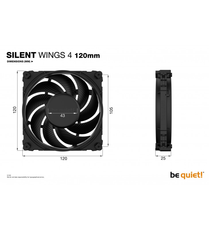 Be quiet! silent wings 4 | 120mm carcasă calculator distracţie 12 cm negru 1 buc.