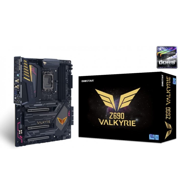Biostar z690 valkyrie intel lga 1700 support dual channel ddr5 pcie 5.0 gaming motherboard