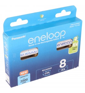 Panasonic eneloop, pre-charged, retail blister (8-pack) bk-3mcde/8be rechargeable battery nimh, mignon, aa, hr06, 1.2v and 2000mah 5410853064213