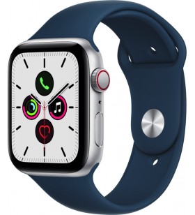 Smartwatch apple watch se v2 cellular, retina ltpo oled capacitive touchscreen 1.57", bluetooth, wi-fi, bratara silicon 44mm, carcasa aluminiu, rezistent la apa (albastru)