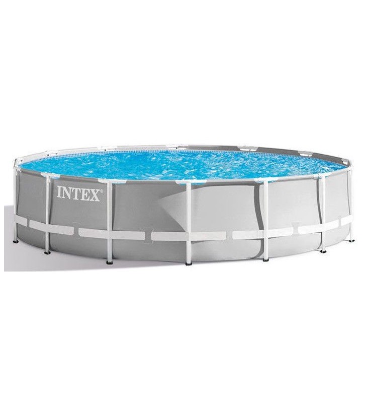 Set piscina Intex Frame Prism Rondo 126724GN, Ø 457 x 107cm, piscina (gri/albastru, sistem de filtrare cu cartuș ECO 638G)