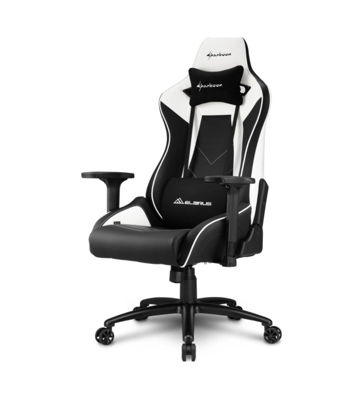 Sharkoon elbrus 3 gaming chair, 3d armrests, class-4 gas lift piston, reliably durable up to 150kg - white | 4044951027248