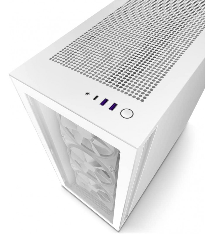 Nzxt h7 elite - cm-h71ew-01 - atx mid tower pc gaming case - usb type-c front i/o port - quick release tempered glass side panel - white