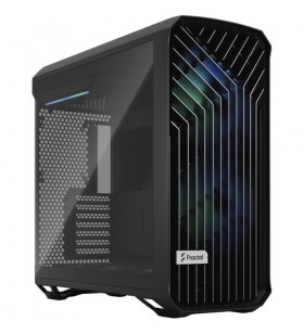 Fractal design torrent mid-tower case with light tinted tempered glass side panel and rgb fans (black)