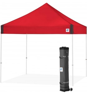 Ez up vantage instant shelter 10' x 10' shelter canopy, white powder coated steel frame with wide trax roller bag and 4-piece set, punch