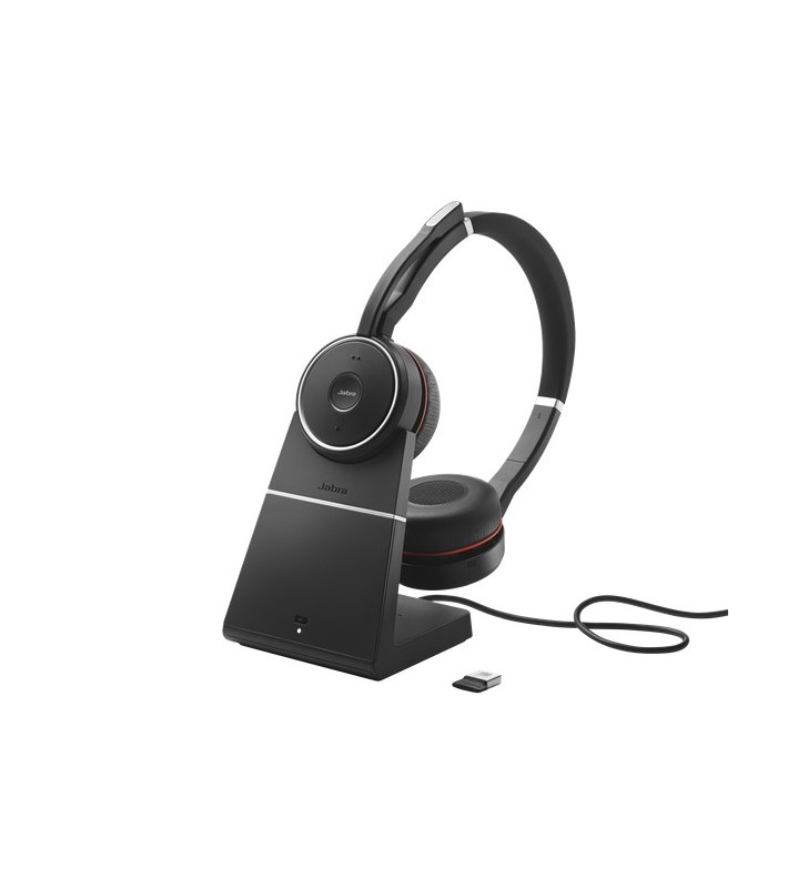 Jabra Evolve 75 Căști Prin cablu & Wireless Bandă de fixare pe cap Apeluri Muzică Bluetooth Stand de încărcare Negru