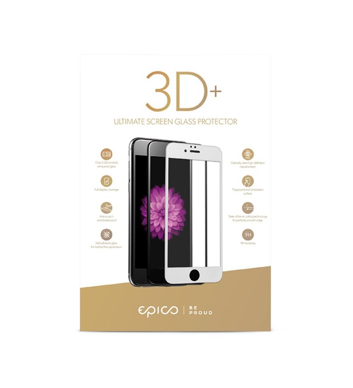 Folie de protectie din sticla epico 3d+ pentru iphone 6/7/8 plus, negru